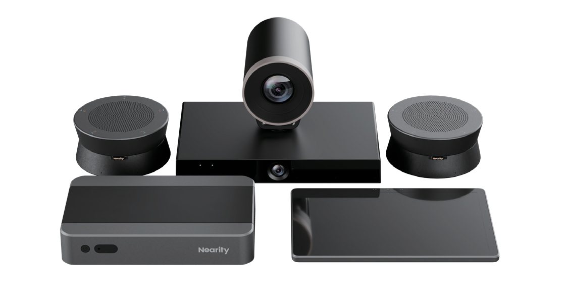 Sistema de sala Nearity con cámara, micrófonos y BYOM